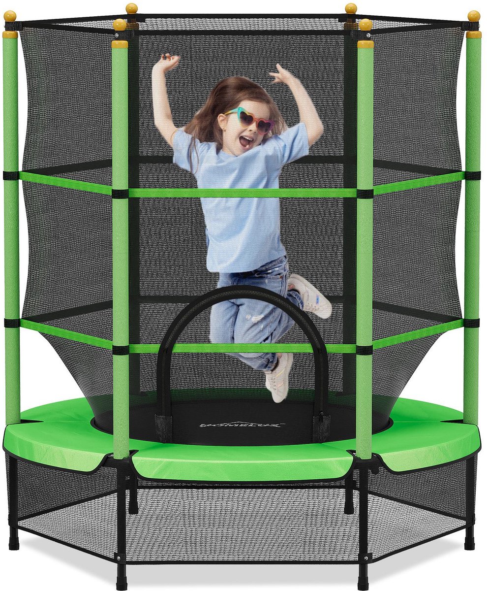 BORVAT® - Kindertrampoline Ø140 cm met Veiligheidsnet – Tot 100 kg belastbaar, voor binnen & buiten